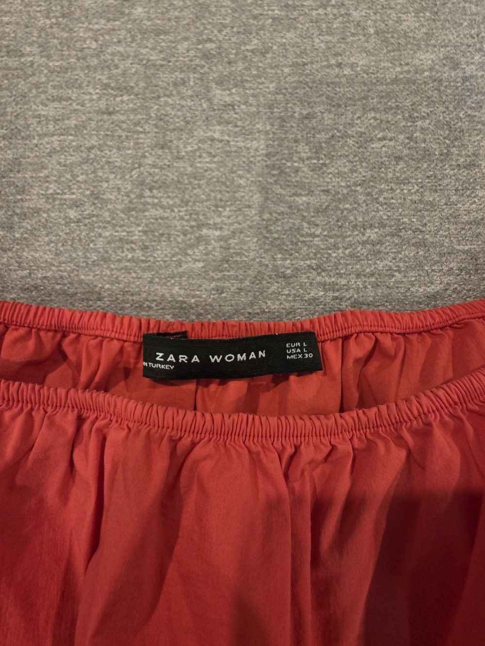 Zara Coral-Pink Off-Shoulder Puff-Sleeve Blouse - Picture 3 of 4